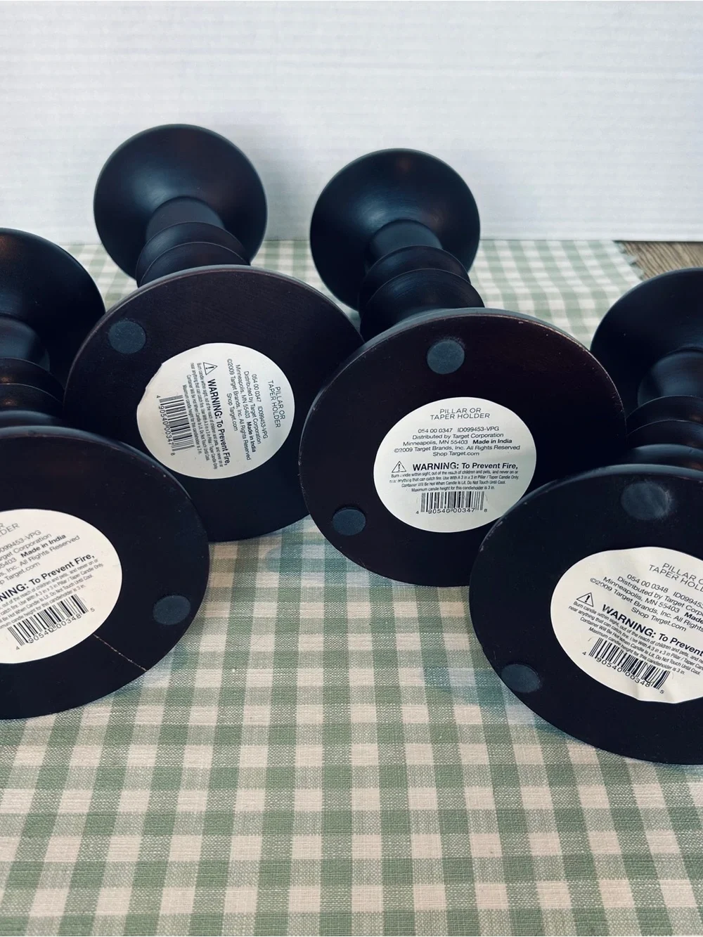 Deep Brown Wooden Candle Holders Set of 4 -